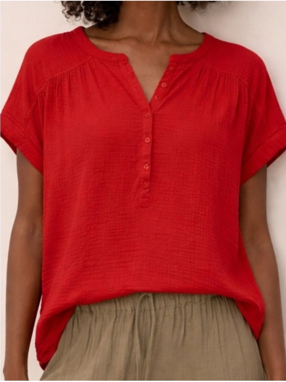 Pact Coastal Double Gauze Organic Cotton Popover Top